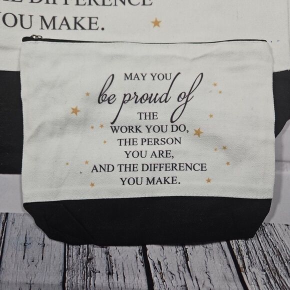 large size tote inspirational gift quote bag. matching mini bag canvas tote bag - Picture 3 of 7